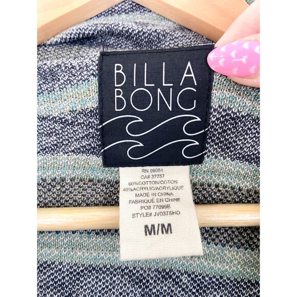 Billabong Teal Knit Waterfall Cardigan Sweater Medium Aztec Southwestern - Picture 5 of 6